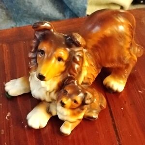 Antique Vintage Porcelain Dog Statue Marked And Numbered Japan